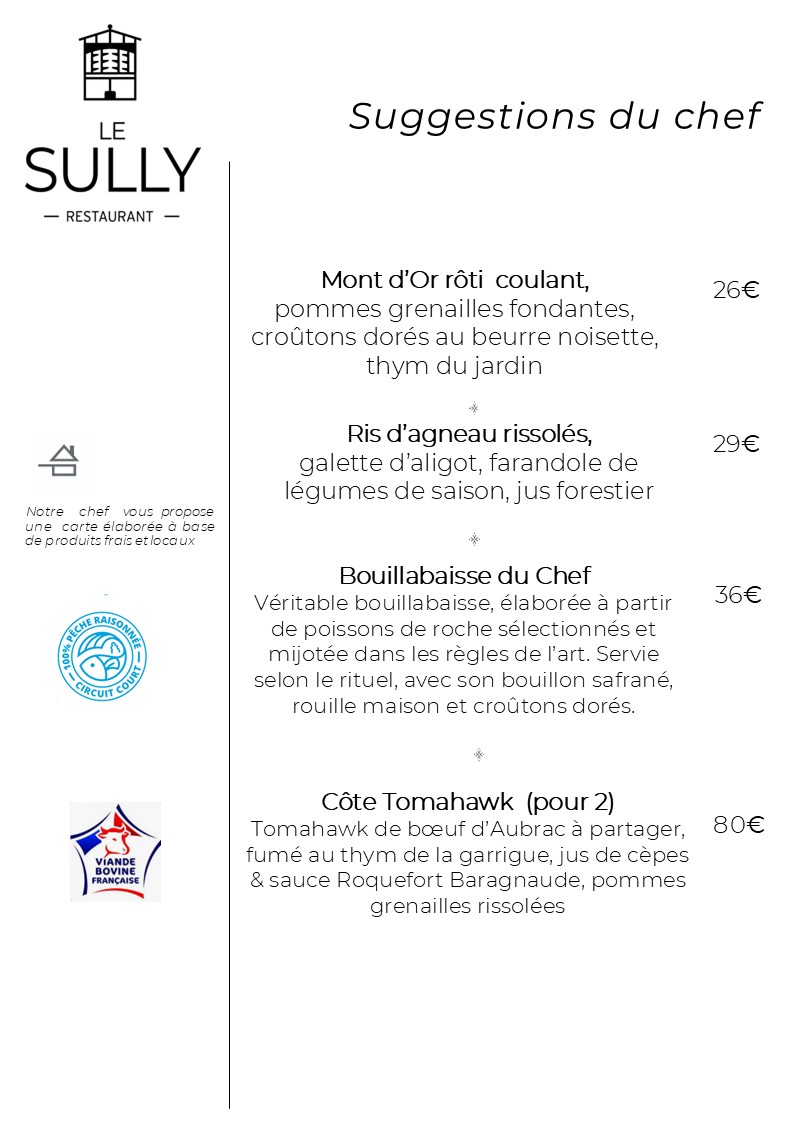 Suggestions du chef printemps 2026